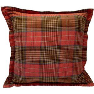 RALPH LAUREN Red Plaid Feather Down Pillow Cover & Insert 22" X 22"